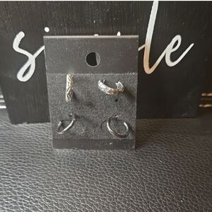 Chic Silver Textured Hoop Earrings